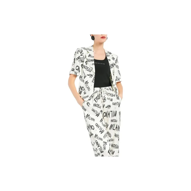 BESIONIA SS24 Business Suits Coats Women's Black Pattern-4
