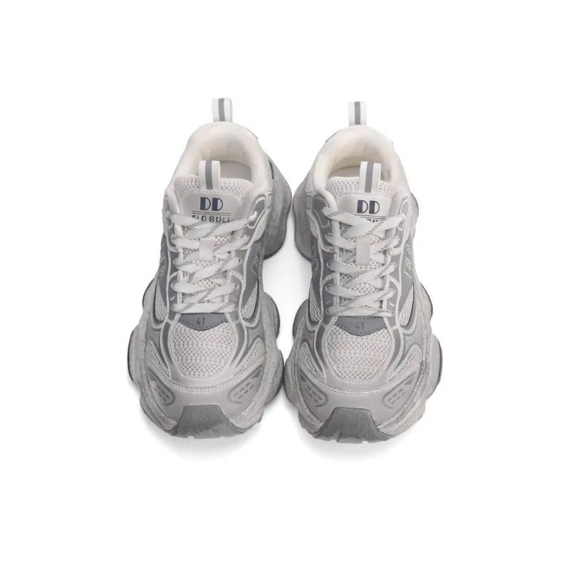 GLO BULL Height Increasing Wear Resistant Breathable Slip Resistant Low Top Chunky Sneakers Unisex Beige Gray-3