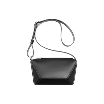 ZARA Cow Leather Shoulder Bag Crossbody Bag Small Size Men's Black