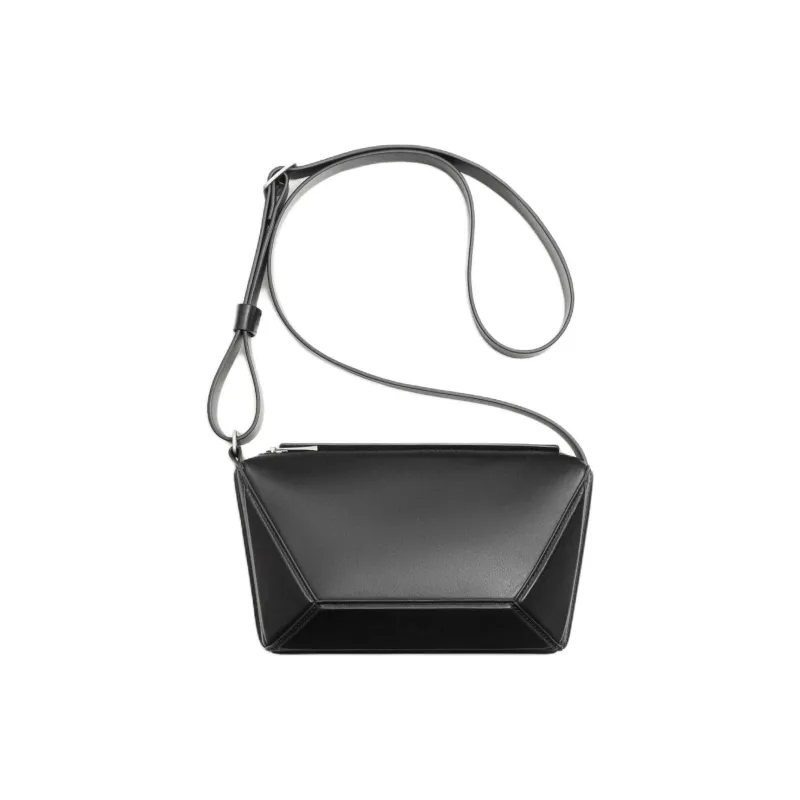 ZARA Cow Leather Shoulder Bag Crossbody Bag Small Size Men's Black-0