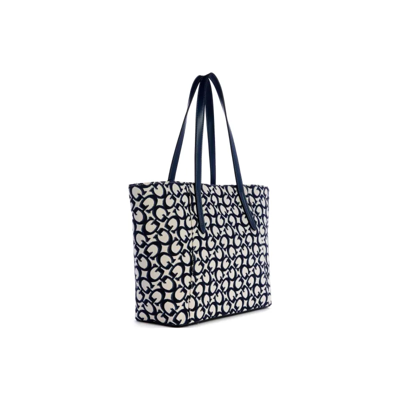 GUESS Artificial Leather Tote Bag Shopping Bag Shoulder Bag Handbag Women's Blue-1