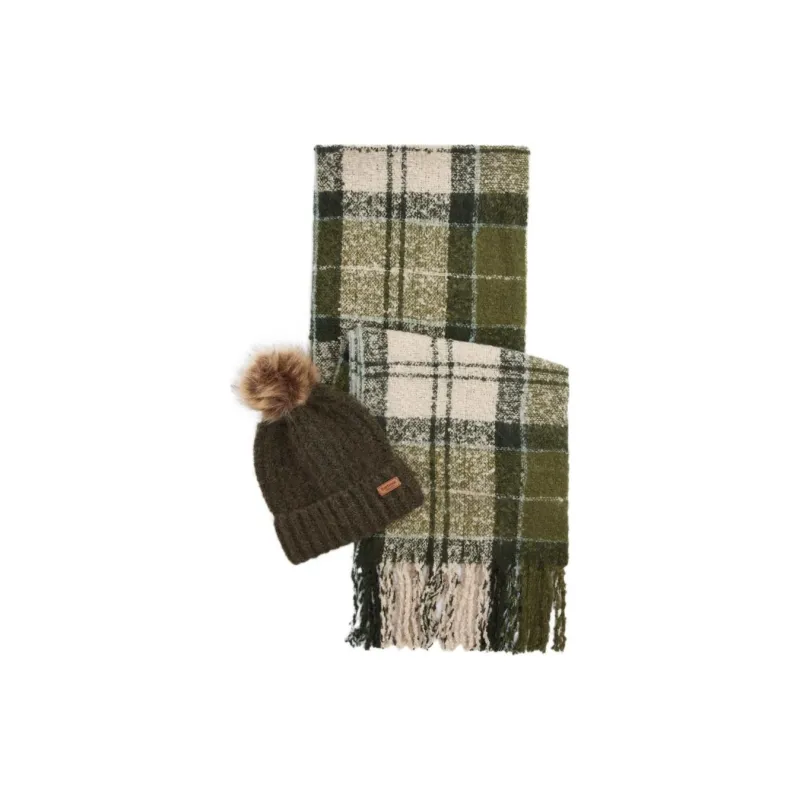 BARBOUR Knitted Beanie And Scarf Set-0