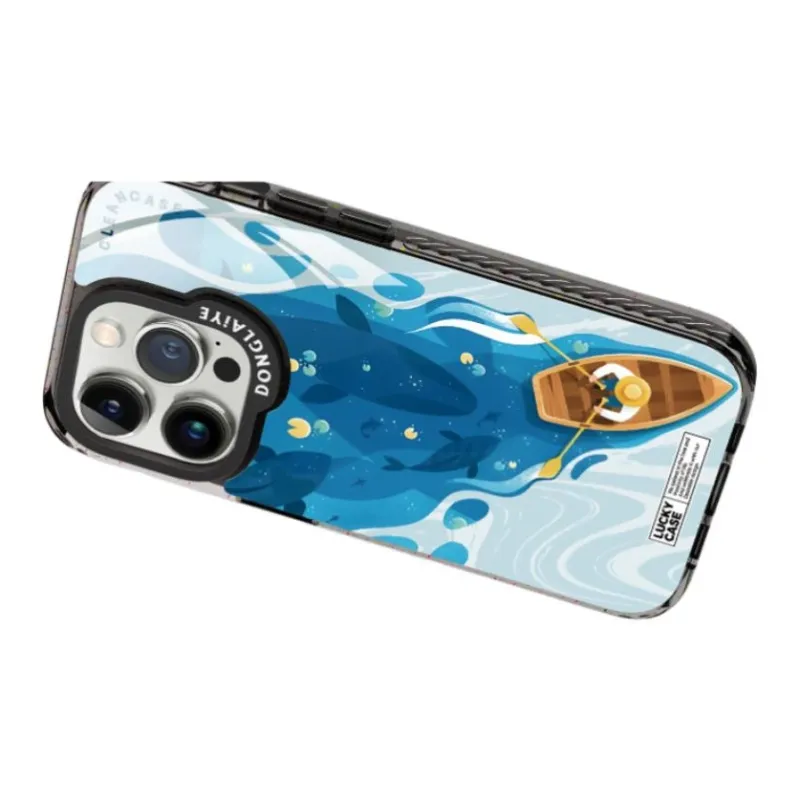 Donglaiye Glass Material Xishan Boat Shadow Phone Case Compatible With Apple 13 14 15 Series Cartoon-2