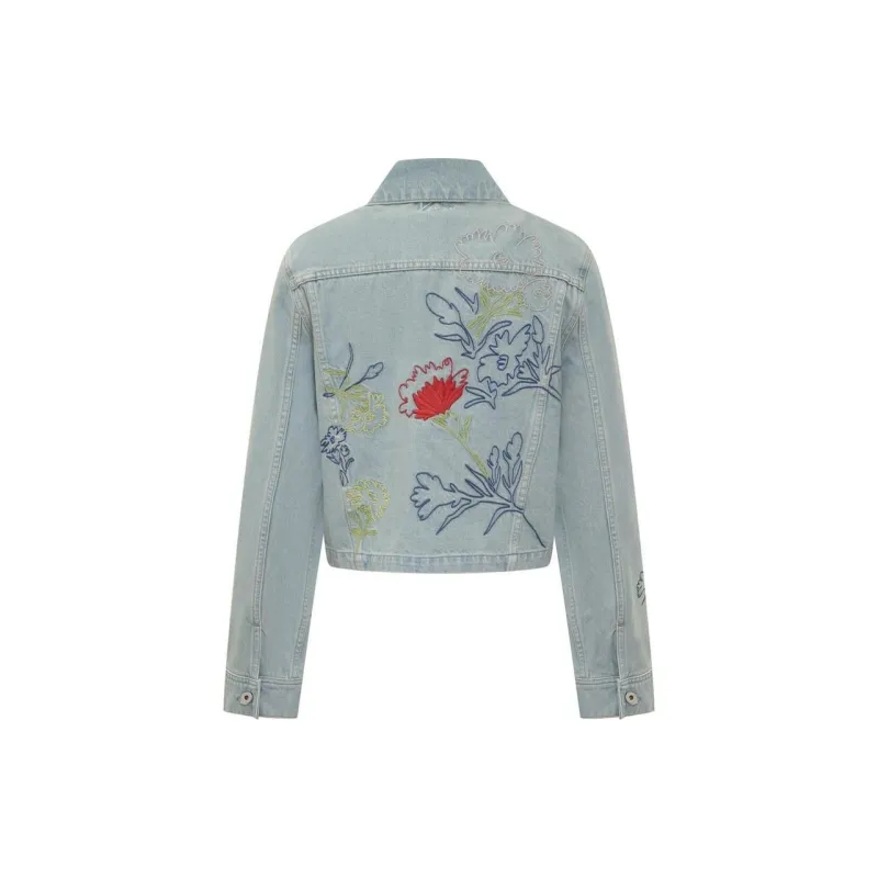KENZO Floral Logo Embroidered Denim Jacket-1