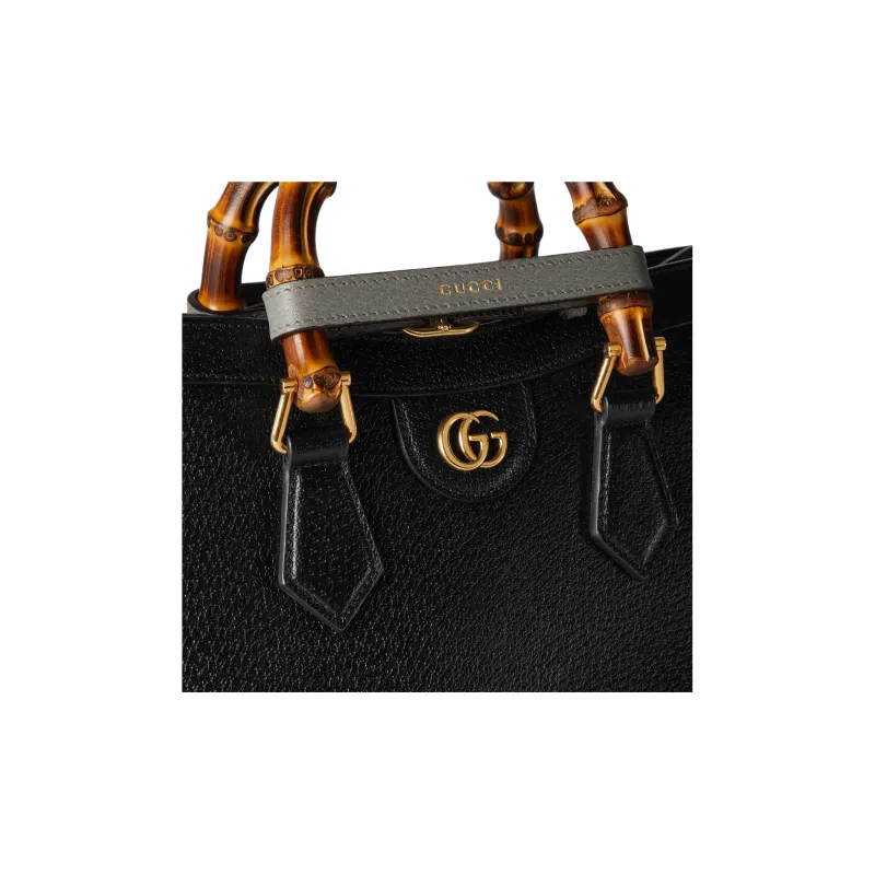 GUCCI Diana Leather Tote Bag Shopping Bag Shoulder Bag Crossbody Bag Handbag Small Size Women's Black-9
