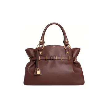 CELINE Cow Leather Shoulder Bag, Crossbody Bag, Handbag Medium Size Women's Brown