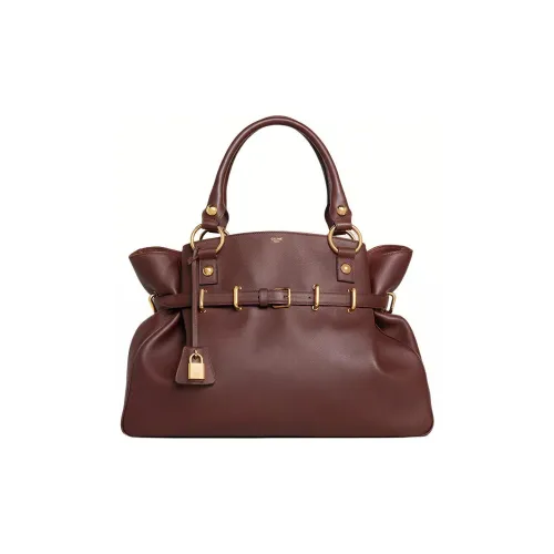CELINE Cow Leather Shoulder Bag, Crossbody Bag, Handbag Medium Size Women's Brown