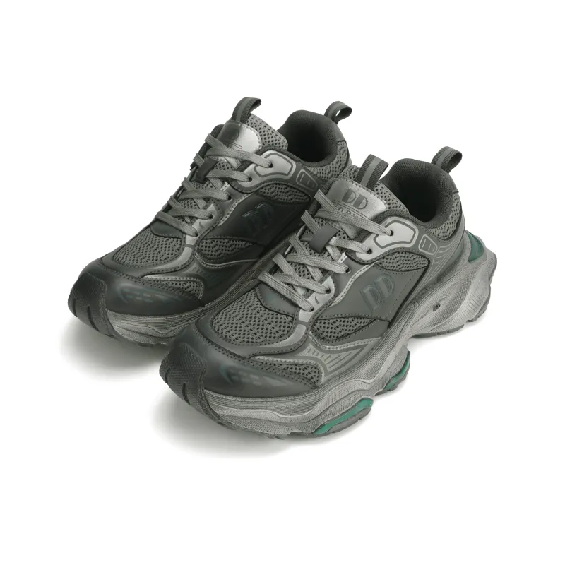 GLO BULL Height Increasing Wear Resistant Breathable Slip Resistant Low Top Chunky Sneakers Unisex Gray Blue Green-2