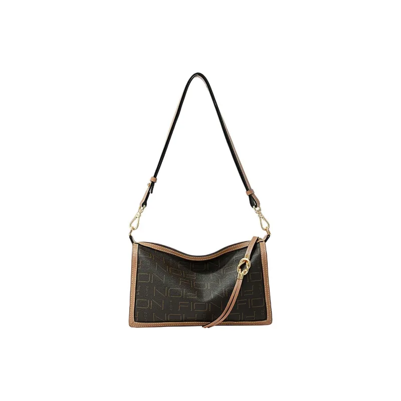 FION Artificial Leather Crossbody Bag Women's Dark Coffee-0