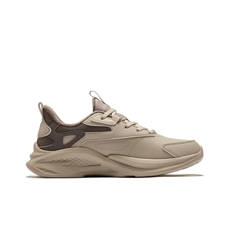 Erke Thermal Cushioning Rebound Waterproof Low Top Running Shoes Men's Light Linen Brownstone-1