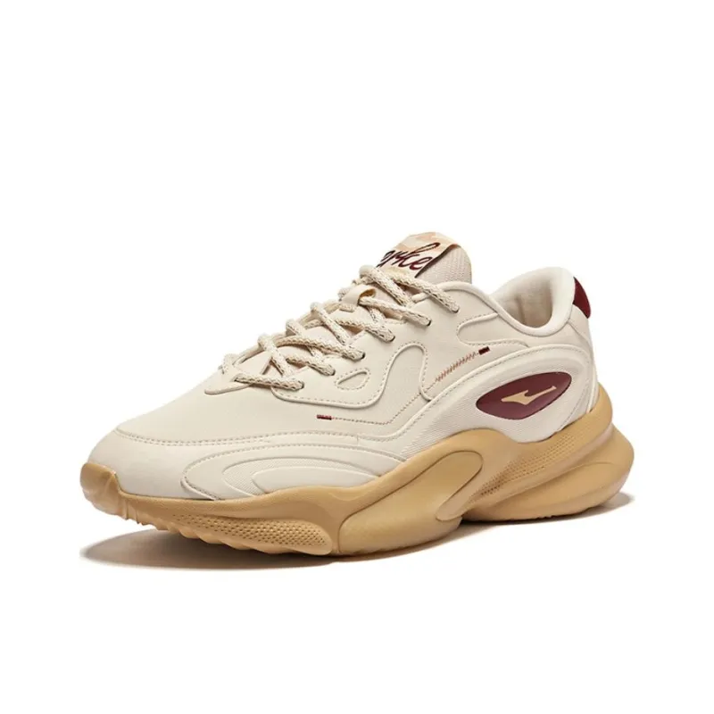 Erke Xiaoguang Cushioning Wear Resistant Low Top Casual Shoes Men's Warm Linen Bordeaux Red-2