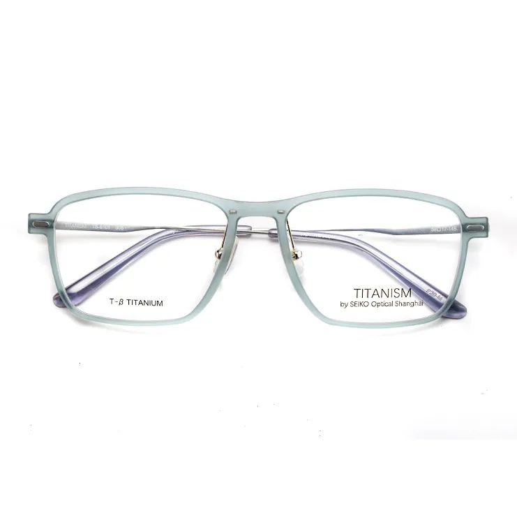 SEIKO Titanium Β Titanium Square Eyeglass Frames Unisex Turquoise-1