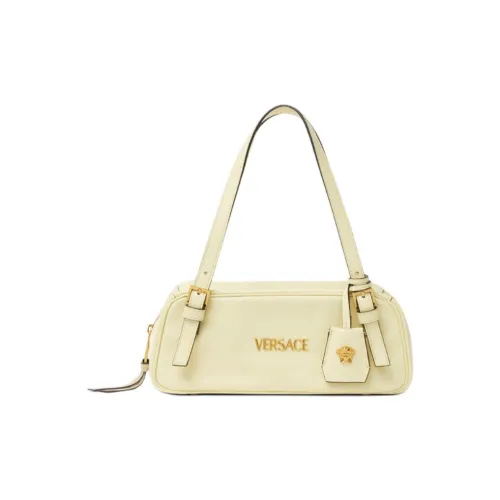 VERSACE Tag Lambskin Bowling Bag Shoulder Bag Women's Yellow