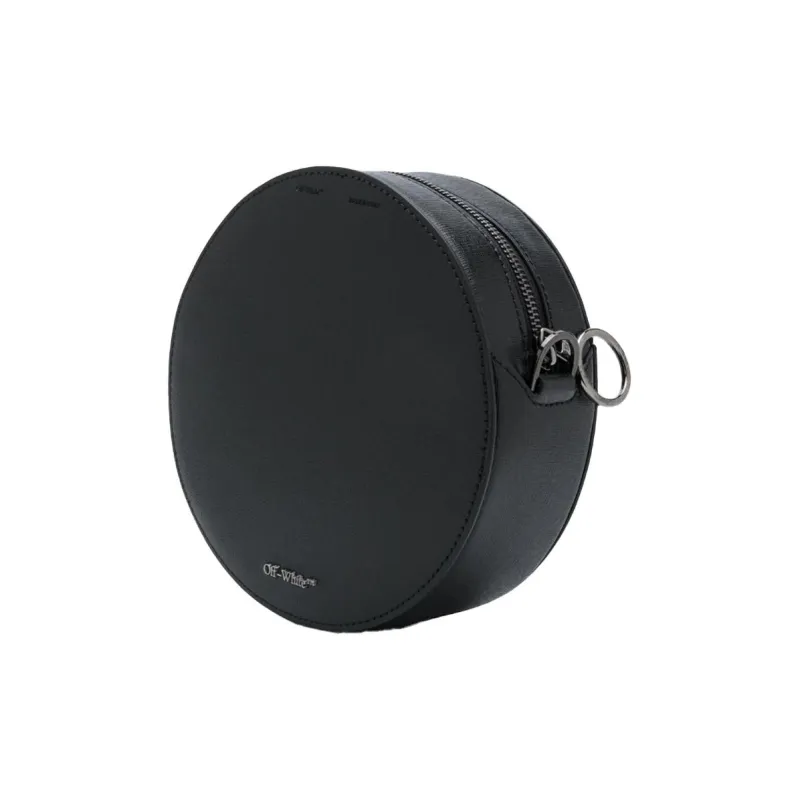 OFF WHITE Diag Round Bag Black/White With Yellow Strap-3