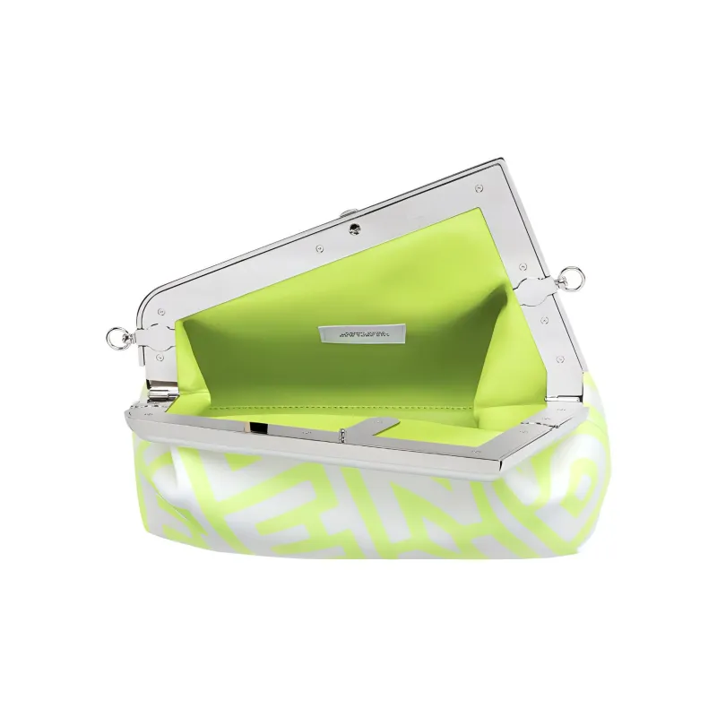 FENDI Marc Jacobs Collaboration Capsule Collection Lambskin Clutch Women's White/Neon Yellow-3