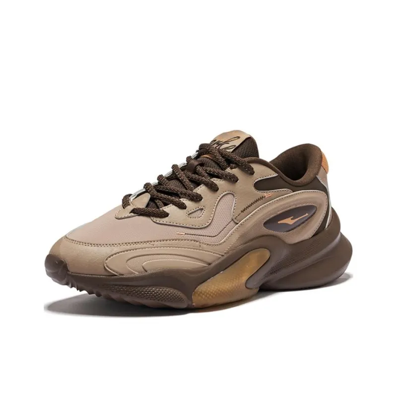 Erke Xiaoguang Cushioning Wear Resistant Low Top Casual Shoes Men's Taupe Dark Rosewood-2