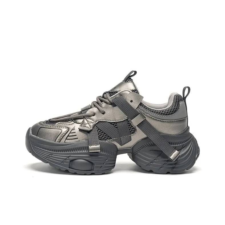 EXULL Q Abrasion Resistant Low Top Chunky Sneakers Women's Carbon Gray-0