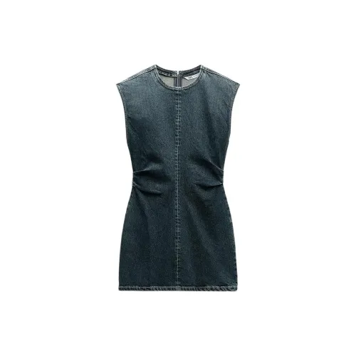 ZARA Trf Sleeveless Dresses Women's Sea Blue