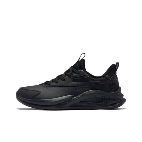 Erke Warm Cushioning Rebound Water-Resistant Low-Top Running Shoes Men's Jet Black