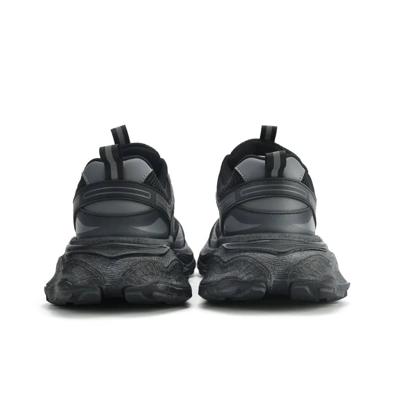 GLO BULL Height Increasing Wear Resistant Breathable Slip Resistant Low Top Chunky Sneakers Unisex Black Gray-4