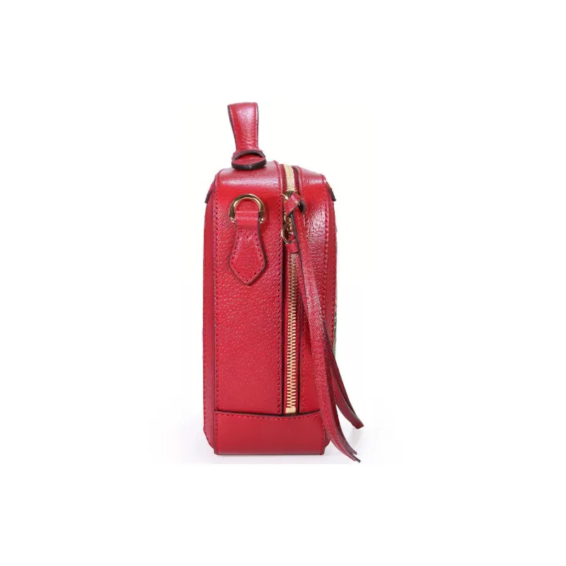 GUCCI Canvas With Leather Portable Crossbody Bag Shoulder Bag Women's Ebony Red & Multicolor-3
