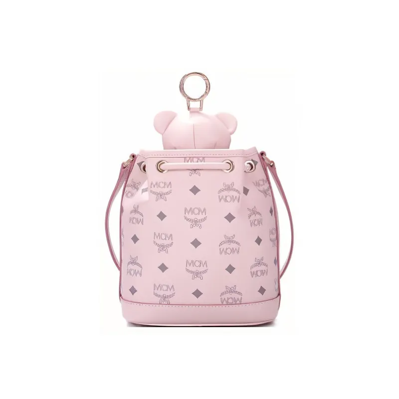 MCM Visetos Leather Bucket Bags Shoulder Bags Regular Women's Pink-2