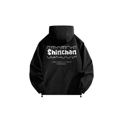 Crayon Shinchan Jackets Unisex Black Gold Foil