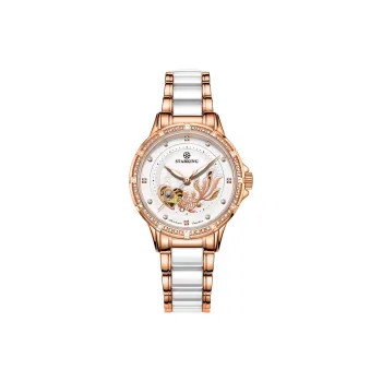 STARKING Koi Fish Collection Automatic Mechanical Movement Ceramic Strap Watch Women's Watch White Dial