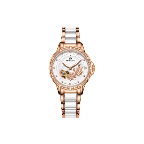 STARKING Koi Fish Collection Automatic Mechanical Movement Ceramic Strap Watch Women's Watch White Dial