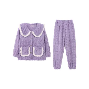Qiao Ni Tong Pajama Set Women's Purple Blue