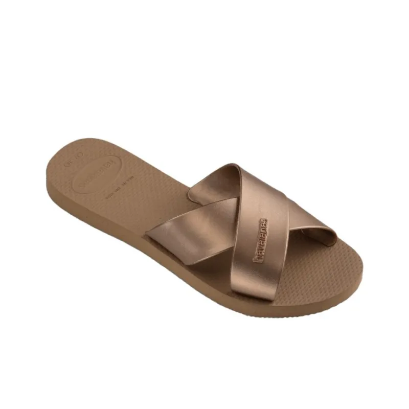 Havaianas Slide Slippers Women's Rose Gold-2