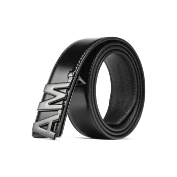 Anthony Miles Cow Leather Top Grain Cow Leather Leather Belts Men's Black Width 3.4cm