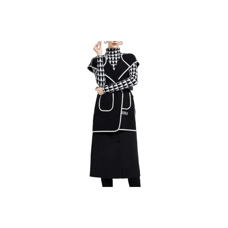 BESIONIA FW23 Sweater Women's Black White Plaid-3
