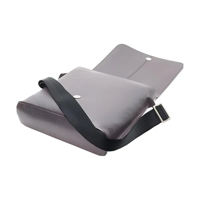 EMPORIO ARMANI Leather Messenger Bag, Crossbody Bag, Shoulder Bag Men's Gray-3