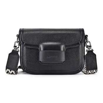 AQUASCUTUM Top Grain Cow Leather Saddle Bag, Crossbody Bag, Shoulder Bag Regular Women's Black