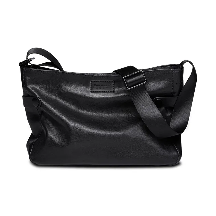 ROSEROOEN Top Grain Cow Leather Shoulder Bag Regular Men's Black-1