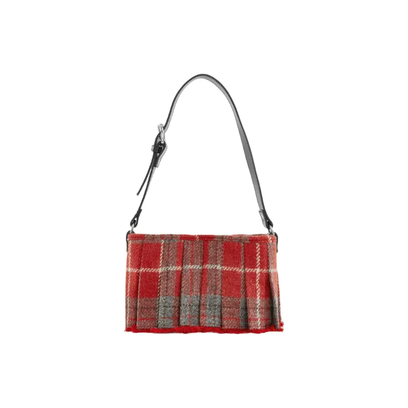 Vivienne Westwood Heather Kilt Plaid Wool Handbag Shoulder Bag Women's Red-2