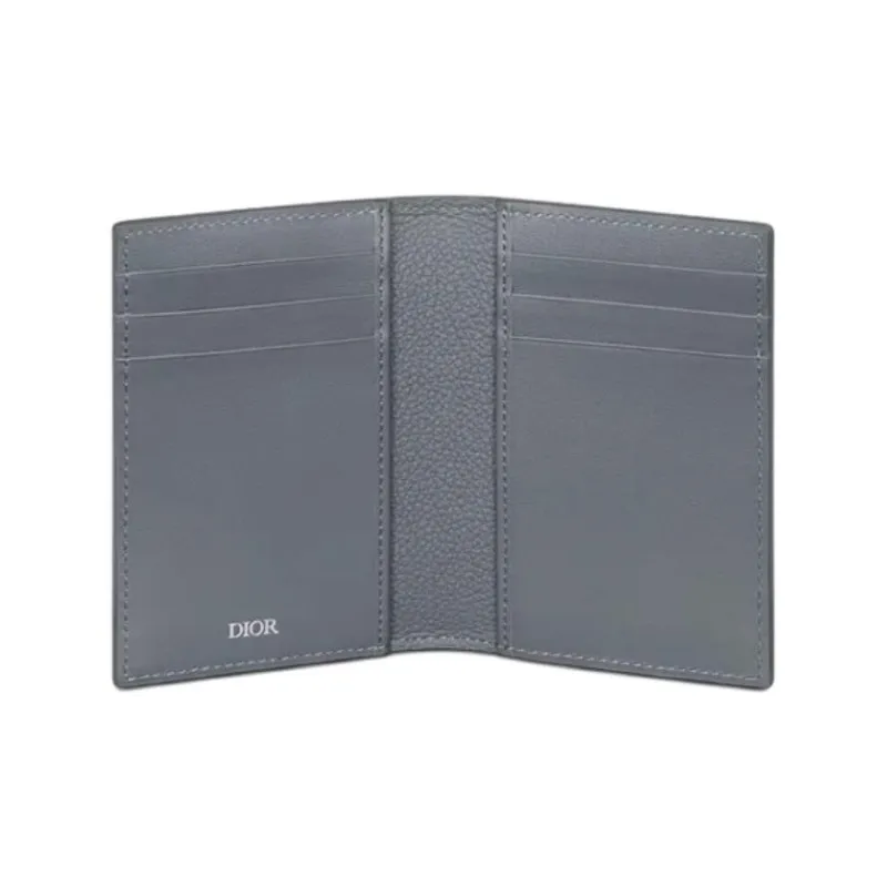 DIOR Calfskin Card Holder Men's Dark Gray-3