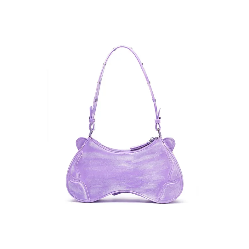 SUGARSU Cow Leather Handbag, Shoulder Bag Medium Size Women's Black/Dark Brown/Silver/Purple/Bright Pink-14
