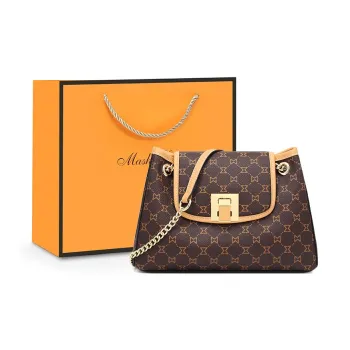 MashaLanti PVC Synthetic Leather Shoulder Bag Crossbody Bag Regular Women's Dark Brown & Apricot/Coffee