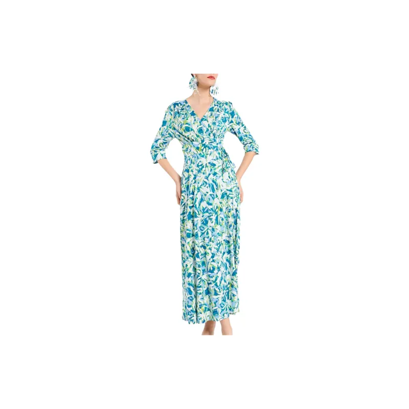 BESIONIA SS23 Short Sleeved Dresses Women's Blue Pattern-2