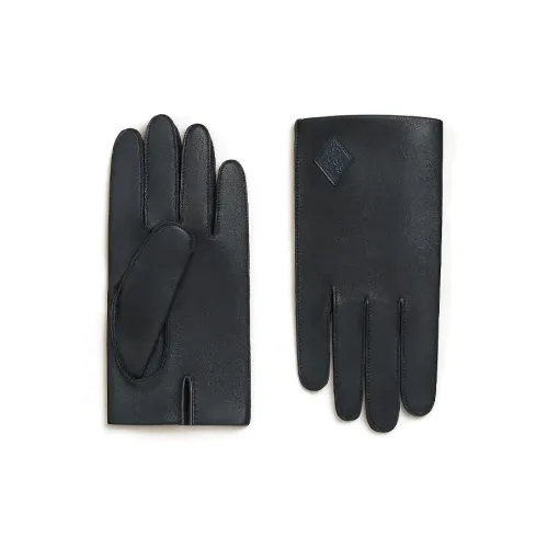 HERMES Calfskin Gloves Men's Black