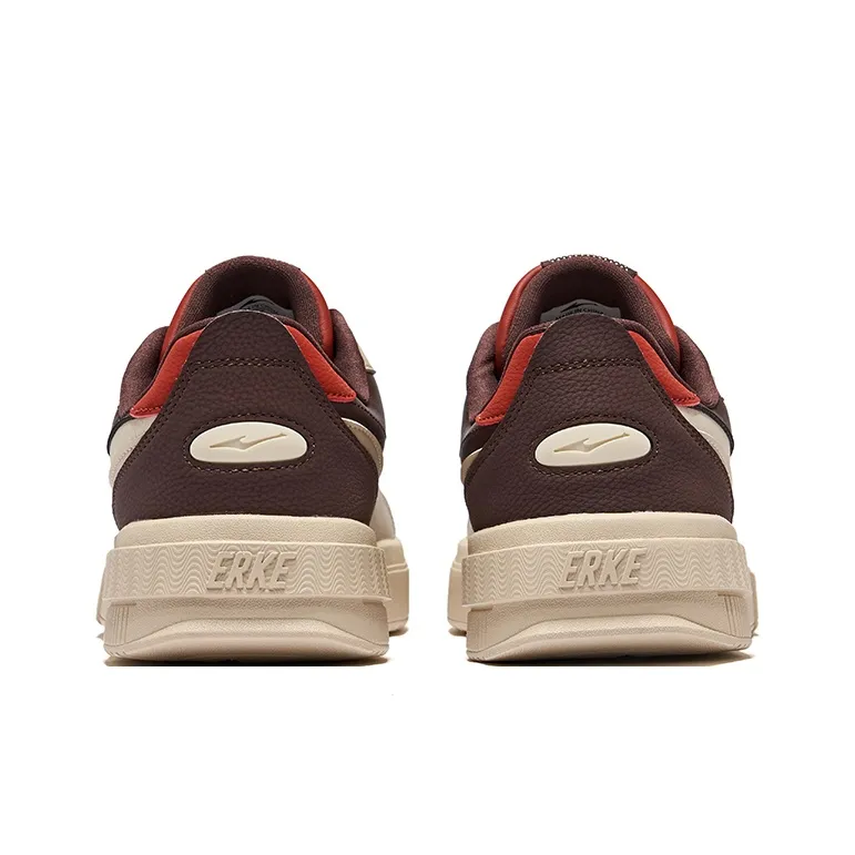 Erke Crane Wings Anti-Slip Wear-Resistant Low-Top Skateboard Shoes Men's Light Smoke Brown Warm Linen-3