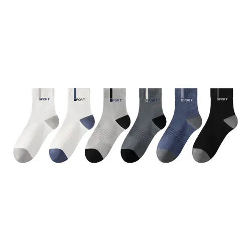 H YXIANG Mid Calf Socks Men's 6 Pack