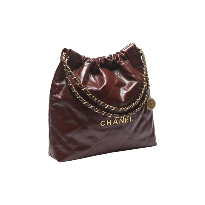 CHANEL Shiny Calfskin Bucket Bags Crossbody Bag, Shoulder Bag Women's Dark Brown-1