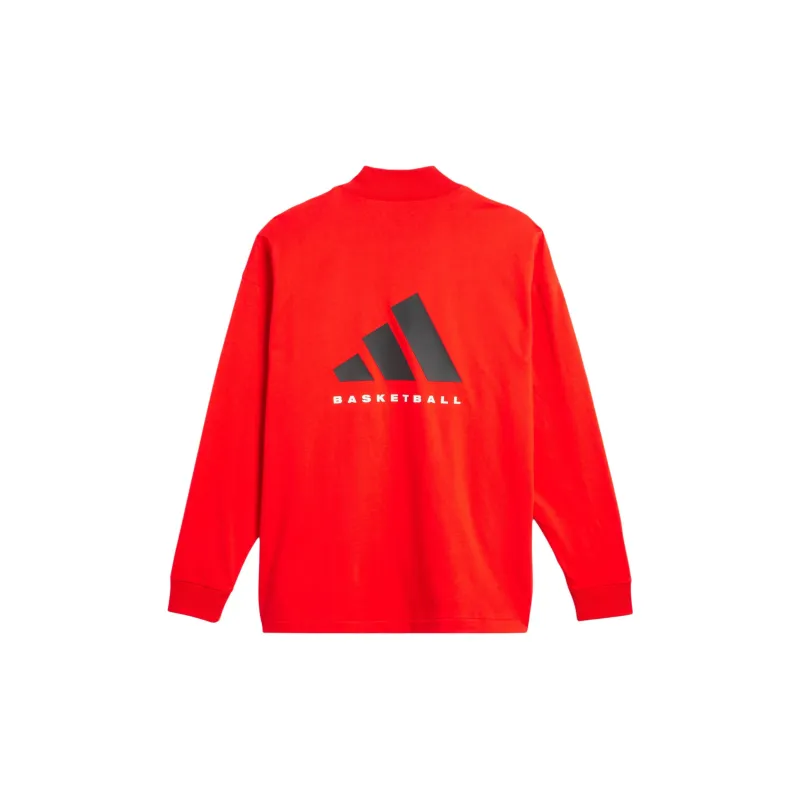 Adidas BASKETBALL FW24 LONG SLEEVE T Shirt Unisex Red-1