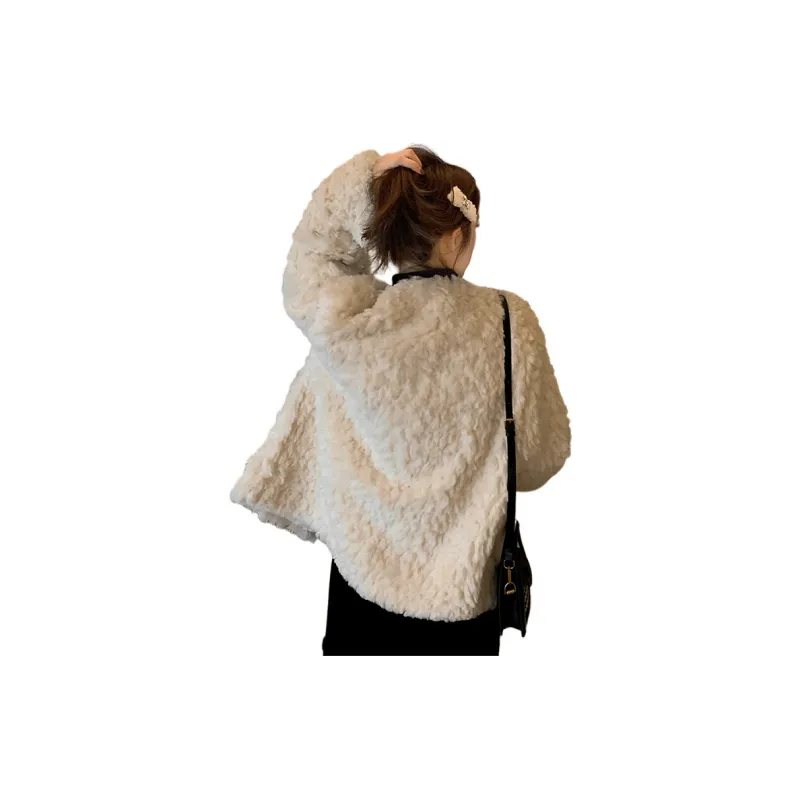 Oudifu Velvet feel Coat Women's White-0