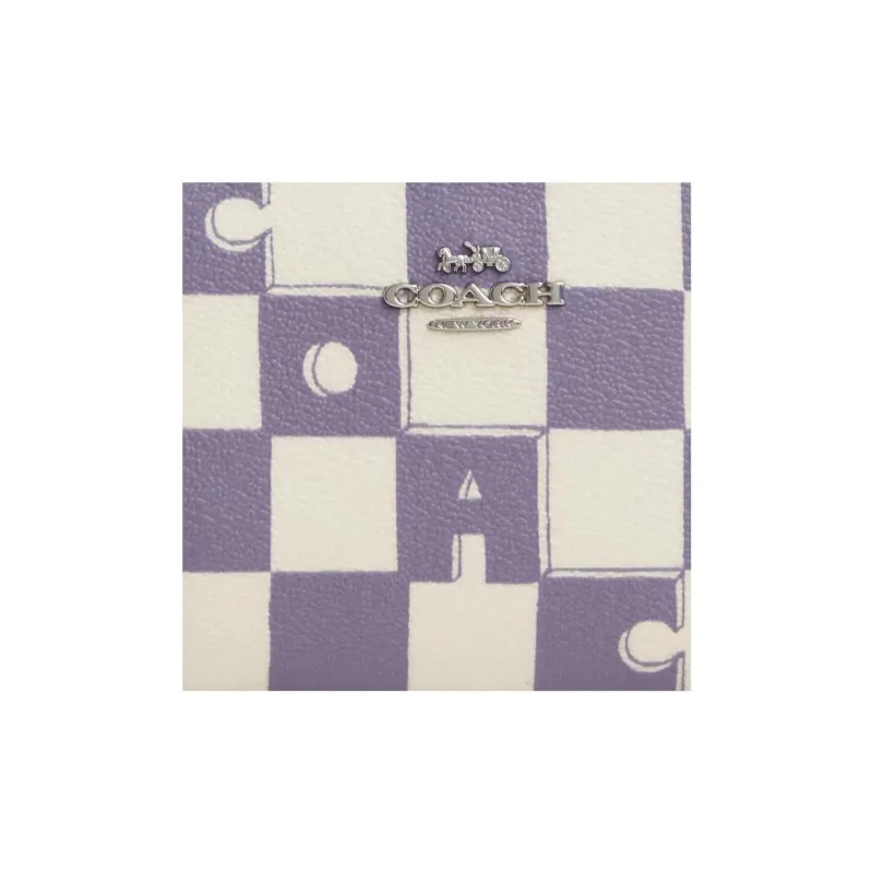 COACH Snap Wallet Coated Canvas With Smooth Leather Wallet Mini Women's Light Purple-2