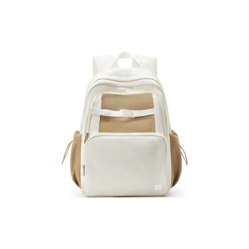 QING QI ZHE Fabric Backpacks Regular Unisex White Brown/Gray Purple/Black-1
