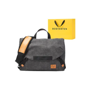 BOSTANTEN Fabric Crossbody One Shoulder Handbag Men's Gray